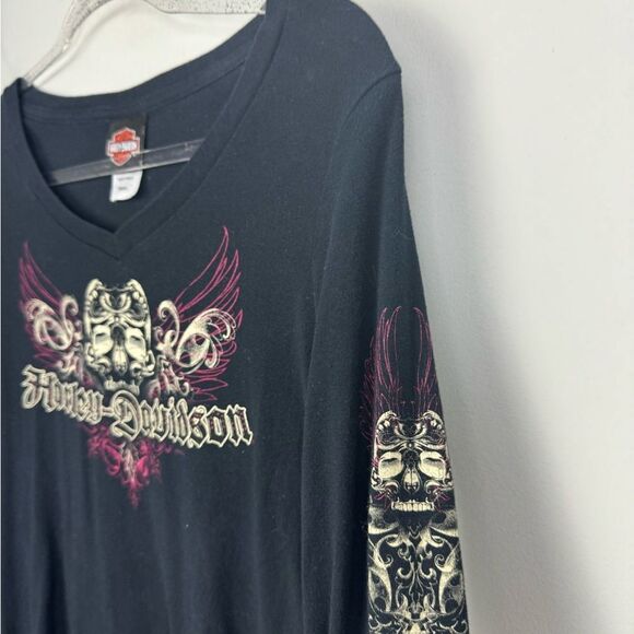 HARLEY DAVIDSON | Tattoo Style NY Graphic Long Sleeve Shirt Women’s Size Small - Picture 2 of 7